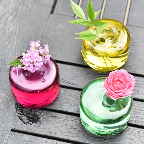 Ins Stil Bunte Transparente Borosilikatglas Mini Vase Diffusor Flasche Minimalistische Hydrokultur Blumenvase Tischdeko