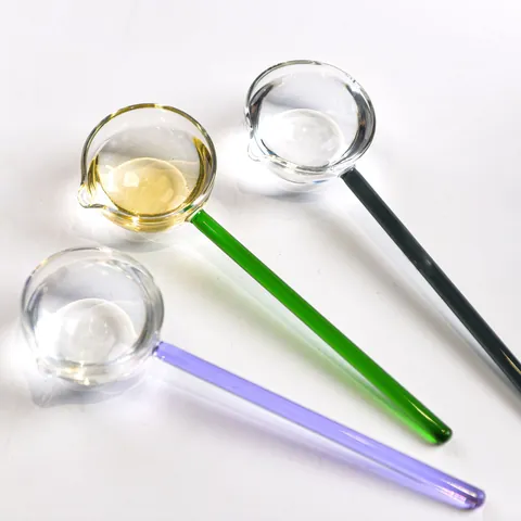 Hitzebeständiger Buntglaslöffel Langer Griff Transparenter Runder Dessert Kaffee Rührlöffel Geschirr Für Zuhause Küche