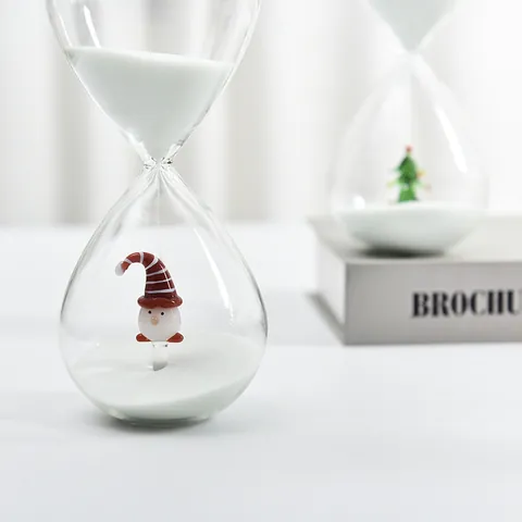 30 Minute Creative Glass Hourglass Timer Built-in Animal Cactus Christmas Tree Miniature Landscape Desk Ornament Home Decor Gift