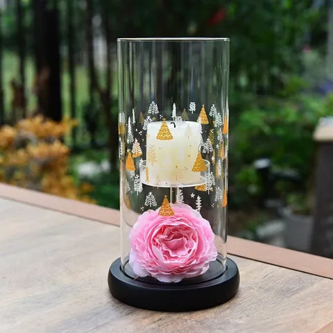 European Creative Glass Candle Holder Set With Christmas Tree Pattern For Dinner Party Table Decoration Home Decor Ornaments
