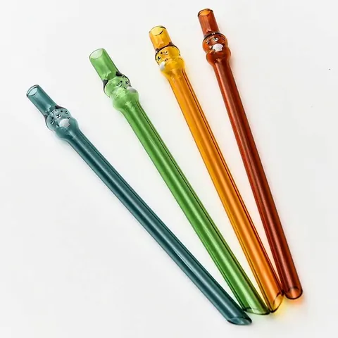 Creative Cartoon Bear Tiger Glass Straw Heat Resistant Pointed Tip Reusable Drinking Straws For Milk Tea Juice Coffee