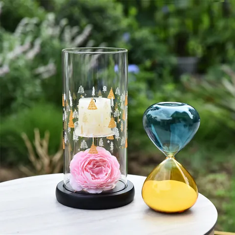 European Creative Glass Candle Holder Set With Christmas Tree Pattern For Dinner Party Table Decoration Home Decor Ornaments