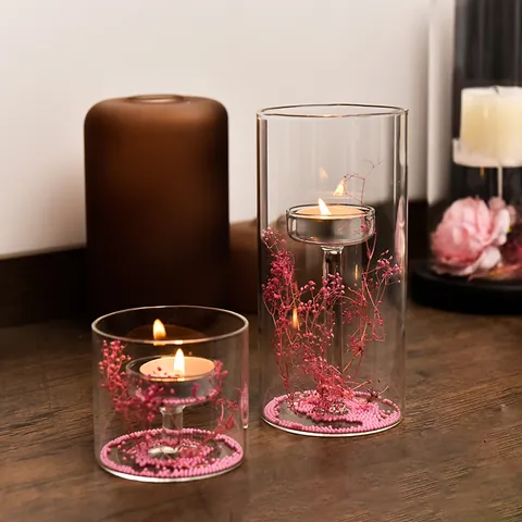Europese Cilinder Hurricane Glas Kandelaar Voor Huis Tafel Decor Bruiloft Feest Romantisch Diner Transparante Glas Kandelaar
