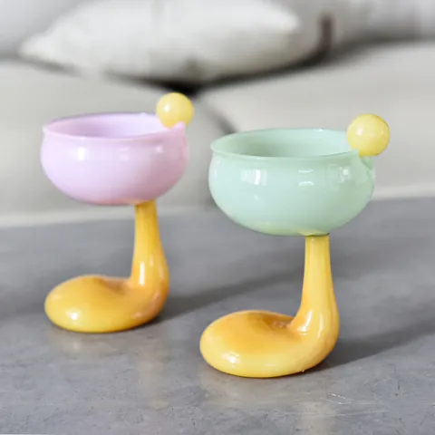 Copa de Cóctel de Vidrio Resistente al Calor de Estilo Ins Creativo Copa de Postre de Champán de Vidrio Artístico Soplado a Mano Tazón de Pudín de Batido Para Fiesta en Casa