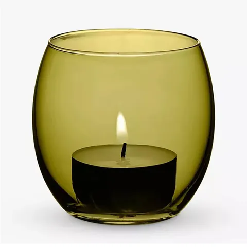 Europäischer Vintage Farbiger Glas Kerzenhalter Rund Winddicht Transparent Teelichthalter Für Heimdeko Hochzeit Bankett Tischdeko