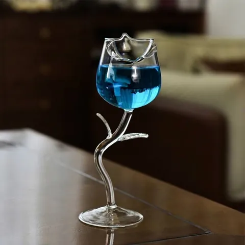 Calice da Vino Rosso Creativo a Forma di Rosa in Vetro Borosilicato per Festa Romantica di San Valentino Calice da Champagne