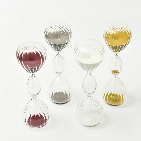 Nordic Triple Layered Ribbed Borosilicate Glass Hourglass Decorative Ribbed Sand Timer For Home Office Tabletop Decoration Gift