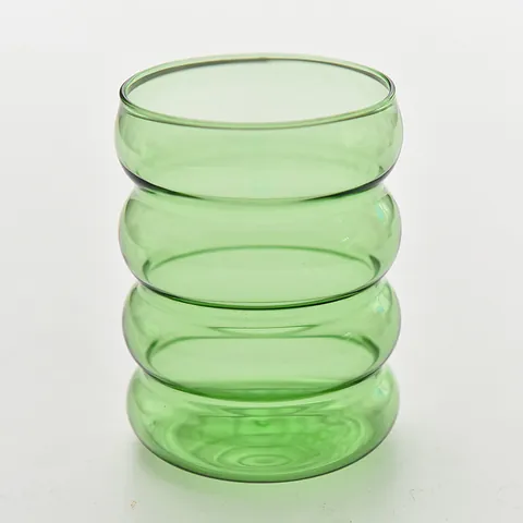 Bicchiere in Vetro Ondulato Moderno Minimalista Resistente al Calore a Forma di Bruco Soffiato a Mano Mug per Caffè Latte Casa