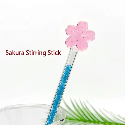 Varilla Agitadora de Vidrio de Flor de Cerezo Resistente al Calor de Vidrio de Borosilicato Con Strass Para Café Cóctel Mezcla Regalo
