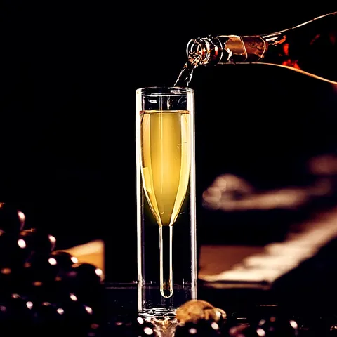 Creative Double Layer Transparent Borosilicate Glass Champagne Flute Elegant Cocktail Wine Glass For Bar Party Home Use