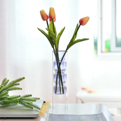 Nordische Minimalistische Doppelwandige Borosilikatglas-Vase Kreative Flaschenkürbis-Form Transparente Farbige Blumentopf Für Hydrokultur Desktop-Deko