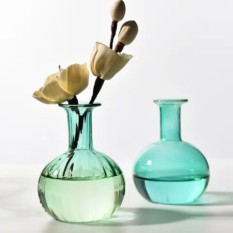 Nordic Ins Style Striped Glass Aromatherapy Bottle Ribbed Glass Vase For Hydroponic Plants Living Room Desktop Decor Ornaments