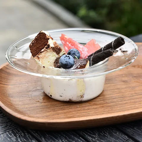 Ins Stil Borosilikat Hitzebeständige Glasschale Hochfüßiger Eisbecher Für Joghurt Salat Milchshake Handgeblasene Glaswaren