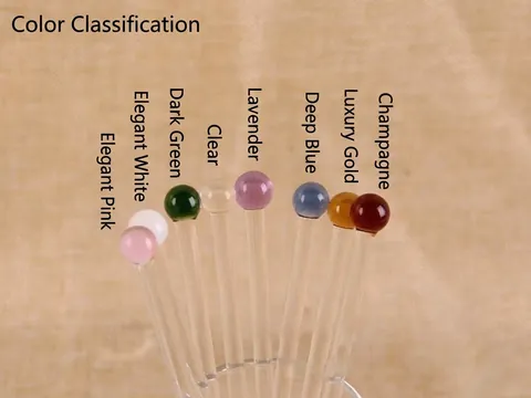 Varilla de Agitación de Vidrio de Borosilicato Hecha a Mano Con Cabeza de Bola Redonda de Color Mango Largo Resistente al Calor Agitador de Bebidas para Café Té con Leche Cóctel Jugo