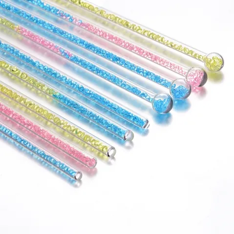 Agitateur en Verre Borosilicaté à Tête Ronde Avec Incrustation de Strass Tige de Mélange Faite à la Main pour Café Jus Thé