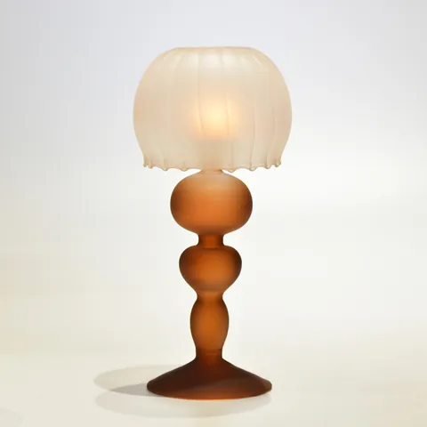 Candelabro in Vetro Smerigliato di Lusso Europeo a Forma di Lampada Portacandele Retro per Matrimonio Casa Tavolo Ornamento
