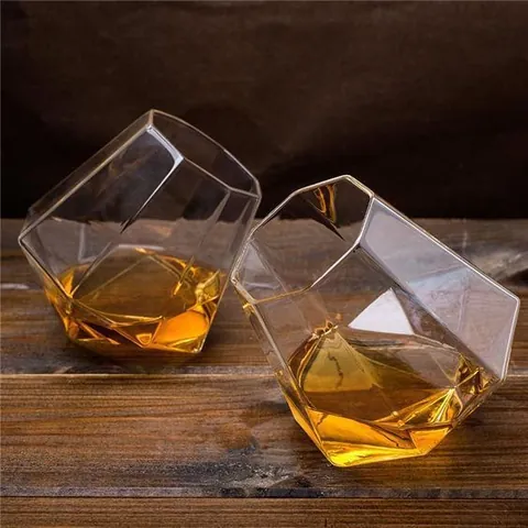 Kreative Diamantform Borosilikatglas Whiskeygläser Hitzebeständige Cocktailgläser Klare Weingläser Für Haus Bar Party