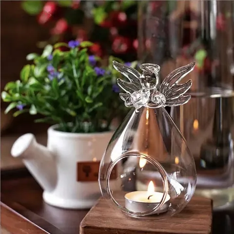 European Style Transparent Glass Angel Candle Holder For Wedding Birthday Party Romantic Dinner Home Decor Crafts Gift