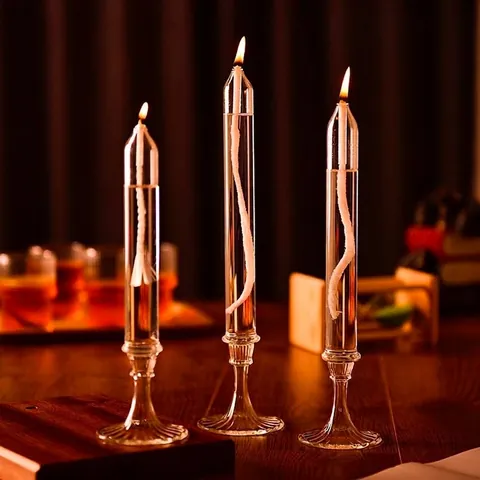 Lámpara de Aceite de Vidrio Borosilicato Estilo Nórdico Europeo Candelabro de Vidrio Transparente Decoración Romántica Hogar