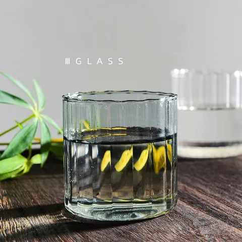 Ribbed High Borosilicate Glass Cup Heat Resistant Vertical Stripe Drinking Glass For Coffee Milk Juice Tea Office Home Minimalist Cup