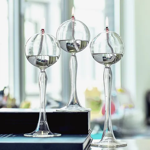 Lámpara de Aceite de Vidrio Borosilicatado Transparente Hecha a Mano Creativa Candelabro Estilo Europeo Centro de Mesa Decoración del Hogar Boda