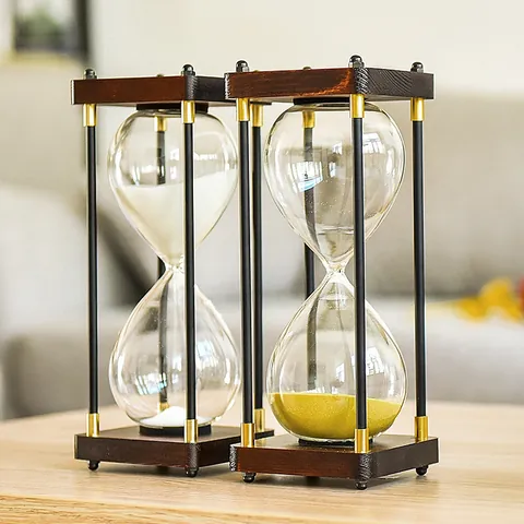 Vintage Wooden Frame Glass Hourglass Timer Decorative Sand Clock For Kids Home Office Desktop Ornament Cherish Time Gift