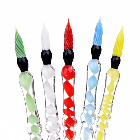 Handmade Spiral Glass Dip Pen High Borosilicate Glass Writing Pen with Ink-Storing Nib for Calligraphy Art Stationery Gift