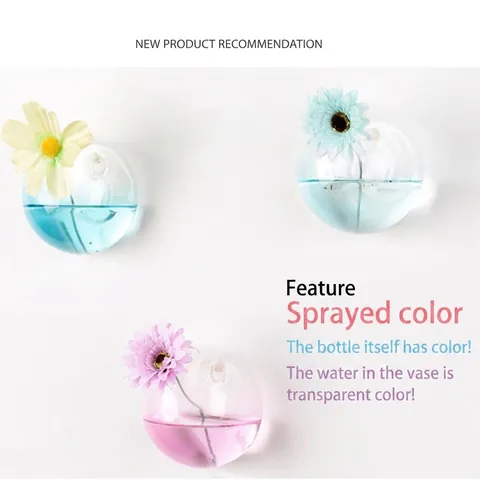 Creative Wall Mounted Glass Vase Transparent Hanging Terrarium Planter For Hydroponic Plant Fish Tank Home Decor Ornament