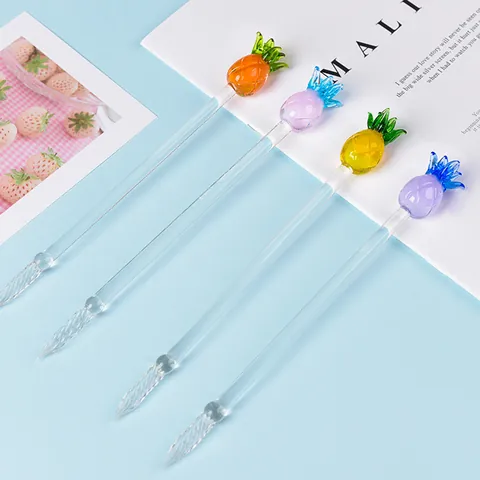 Creative Cartoon Glass Dip Pen Gift Set Handmade Borosilicate Glass Spiral Nib Writing Pen With Ink For Drawing Calligraphy