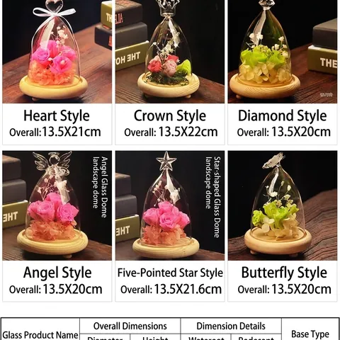 Europese Engel Stijl Glazen Stolp Met Voet Transparant Borosilicaatglas Stolp Voor Geconserveerde Bloem Taart Decoratie Huis Ornament