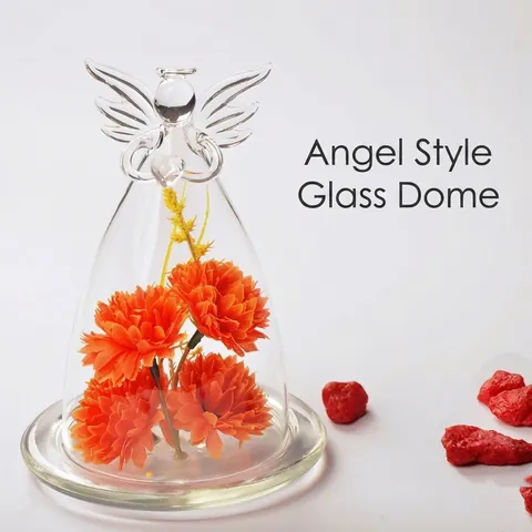 Europese Engel Stijl Glazen Stolp Met Voet Transparant Borosilicaatglas Stolp Voor Geconserveerde Bloem Taart Decoratie Huis Ornament