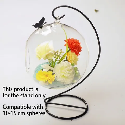 Florero de Vidrio Colgante Europeo Terrario de Micro Paisaje Con Soporte de Metal Contenedor de Planta Hidropónica Creativa
