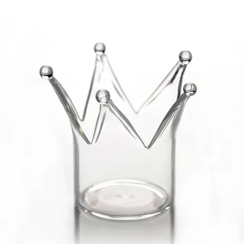Candelabro de Corona de Vidrio de Borosilicato Transparente Estilo Europeo Regalo Romántico de Boda Cumpleaños Adorno Creativo