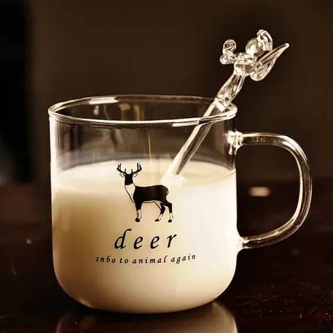 Taza de Vidrio de Borosilicato Alta Resistencia al Calor Hecha a Mano Patrón de Animales para Leche Café Jugo Hogar Oficina Regalo