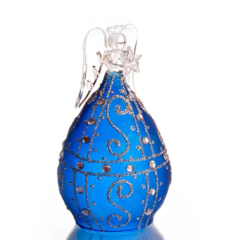 Hand Blown Borosilicate Glass Praying Angel Figurine With Rhinestone Inlay Blue Black Red Yellow Glass Angel Ornament Home Decor Gift