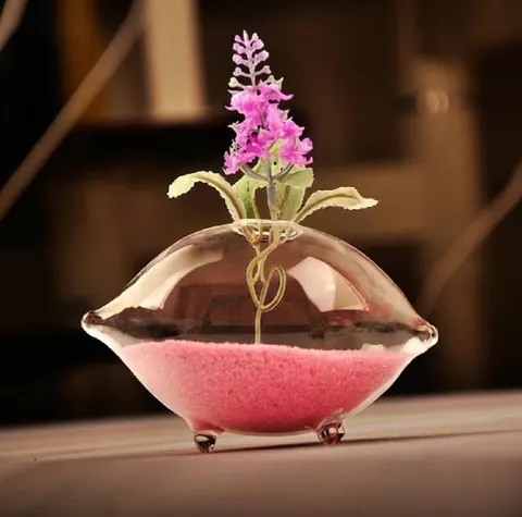 Jarrón de Vidrio de Borosilicato Transparente Moderno Contenedor de Flores Hidropónico en Forma de Oliva Vidrio Claro de Tres Patas Decoración Hogar