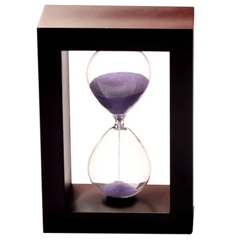 Modern Minimalist Borosilicate Glass Sand Timer Hourglass With Black Wood Frame Desktop Ornament For Home Office Decor