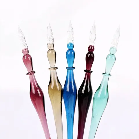 Minimalist Creative Glass Dip Pen Handmade Blown High Borosilicate Glass Writing Pen Spiral Nib Calligraphy Pen Gift