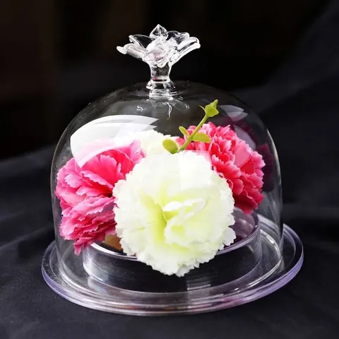DIY Creative Transparent Glass Cloche Eternal Flower Micro Landscape Vase With Base Decorative Tabletop Gift Home Ornament