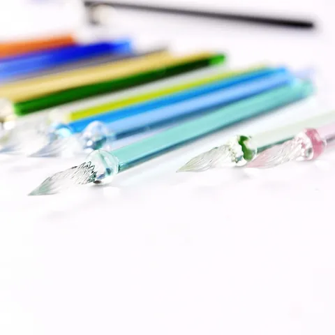 Handmade High Borosilicate Glass Dip Pen With Spiral Nib Signature Writing Pen For Creative Wedding Business Office Gift