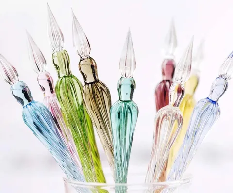 Handmade Glass Dip Pen High Borosilicate Blown Crystal Signature Pen For Calligraphy Writing Gift Office Business Stationery