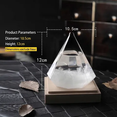 Cristal de Tormenta Pronóstico del Tiempo Forma Diamante Manzana Pera con Base de Madera Decoración de Mesa Creativa Vidrio Soplado