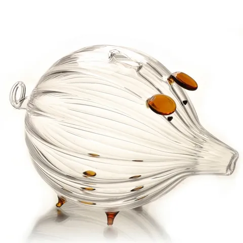 Simpatico Salvadanaio in Vetro Borosilicato a Forma di Animale Frutta Trasparente Scatola Risparmio Topo Maiale Mela Ornamento per Bambini