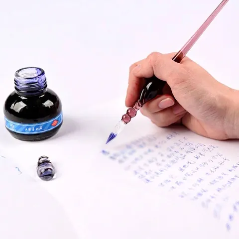 Handmade Borosilicate Glass Dip Pen Spiral Nib Fountain Pen For Writing Drawing Business Gift Office Supplies Multicolor