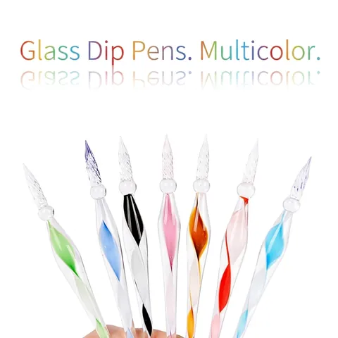 Handmade Spiral Glass Dip Pen Screw Nib High Borosilicate Glass Writing Pen With Pen Holder For Wedding Business Gift Stationery