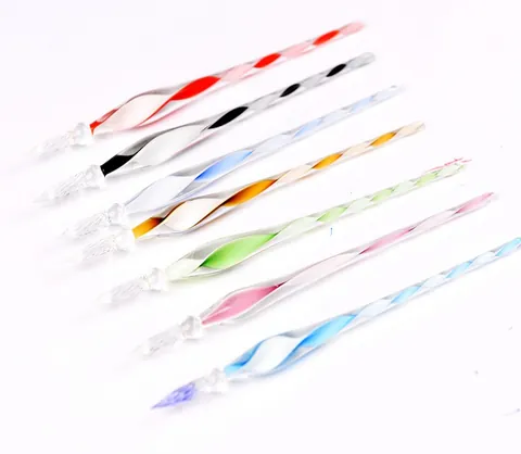Handmade Spiral Glass Dip Pen Screw Nib High Borosilicate Glass Writing Pen With Pen Holder For Wedding Business Gift Stationery