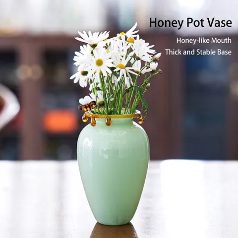 Borosilicate Glass Bee Vase Ins Designer Honey Jar Style Desktop Floral Ornament For Home Cafe Decoration