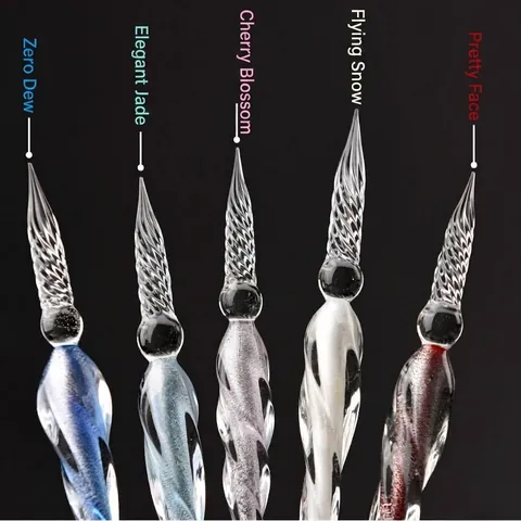 Handmade Spiral Glass Dip Pen Creative High Borosilicate Glass Writing Pen For Signature Drawing Gift Office School Stationery