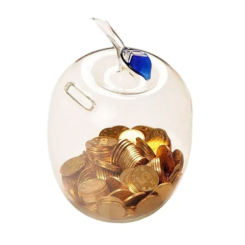 Hucha de Vidrio de Borosilicato Hecha a Mano Linda Forma de Animal Cerdo Tarro de Ahorro Transparente Adorno Decorativo Hogar