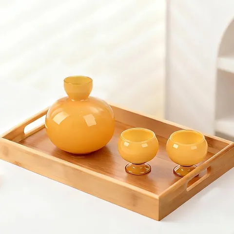 Creative Gourd Shaped Sake Wine Set Borosilicate Glass Flask Cups High End Chinese Style Gift Box Sake Carafe Pot Set